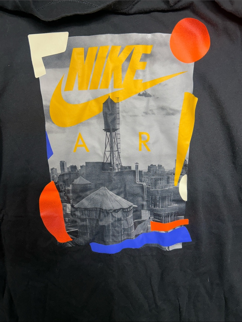 Nike Black Short Sleeve Tee with Yellow Swoosh and Multicolor Graphic - Picture 3 of 4